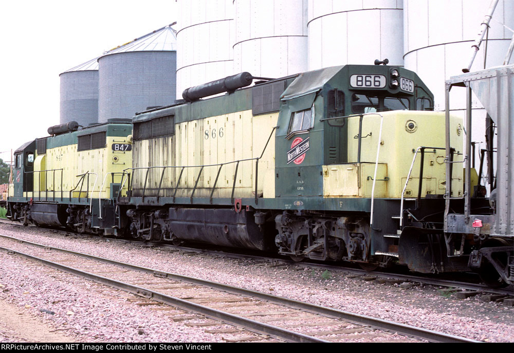 Chicago & North Western GP35's #866 & #847 were involved in some kind of incident.